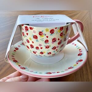 Cath Kidston The Collector tea cup & saucer Ditsy floral pink rose red heart